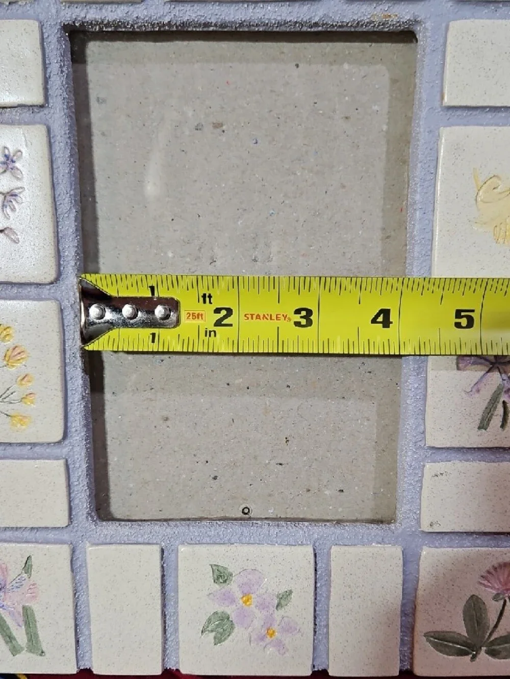 Handpainted Floral Ceramic Tile Inlay Photo Picture Frame